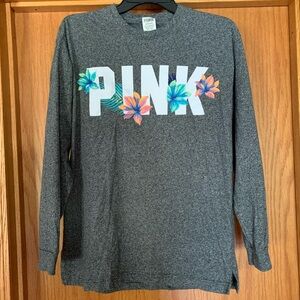 PINK Victoria’s Secret long sleeve gray t-shirt Small